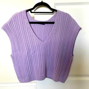 Nasty Gal Oversized Lavender V-neck Sweater Vest